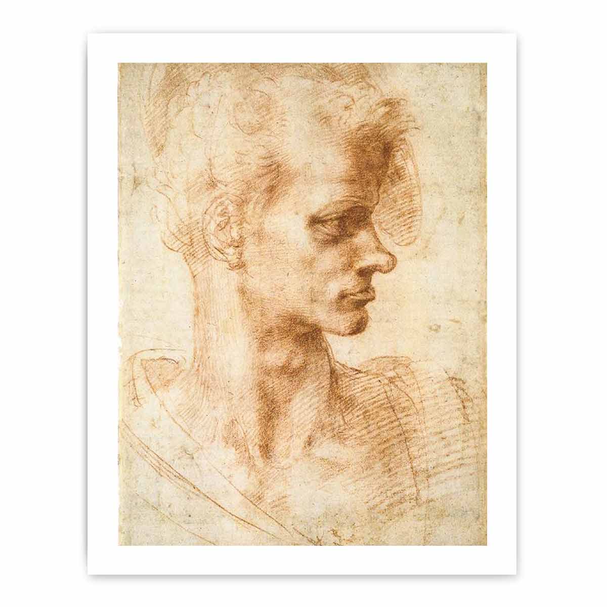 Bust of a Young Man (recto), 1524-25 By Michelangelo Buonarroti