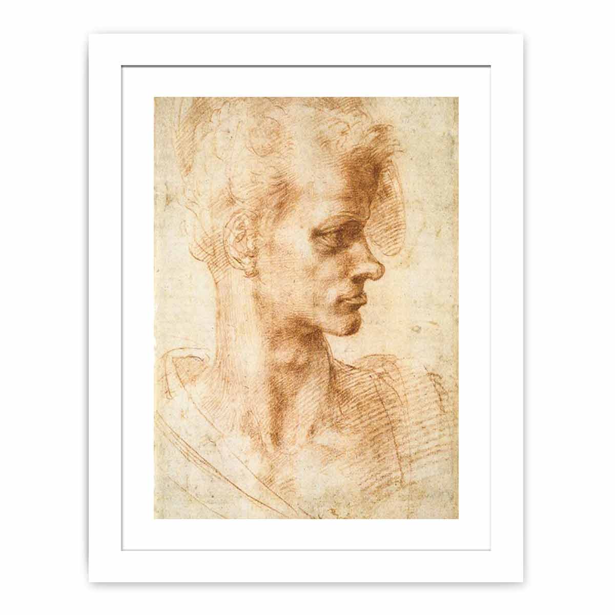 Bust of a Young Man (recto), 1524-25 By Michelangelo Buonarroti