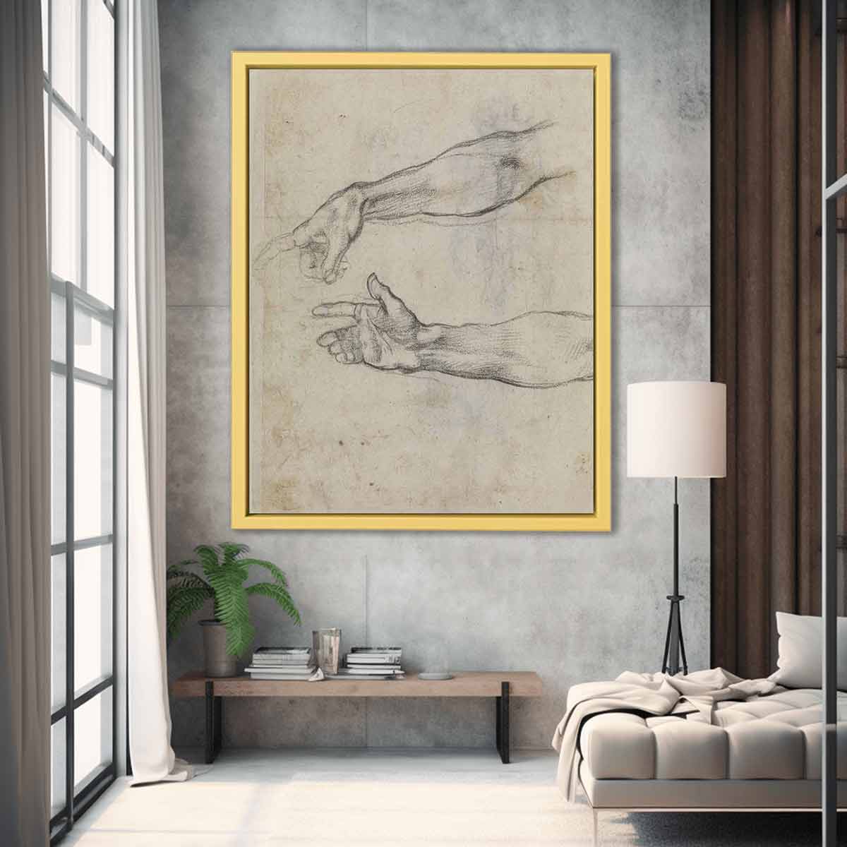 Studies of an outstretched arm for the fresco 'The Drunkenness of Noah' in the Sistine Chapel By Michelangelo Buonarroti