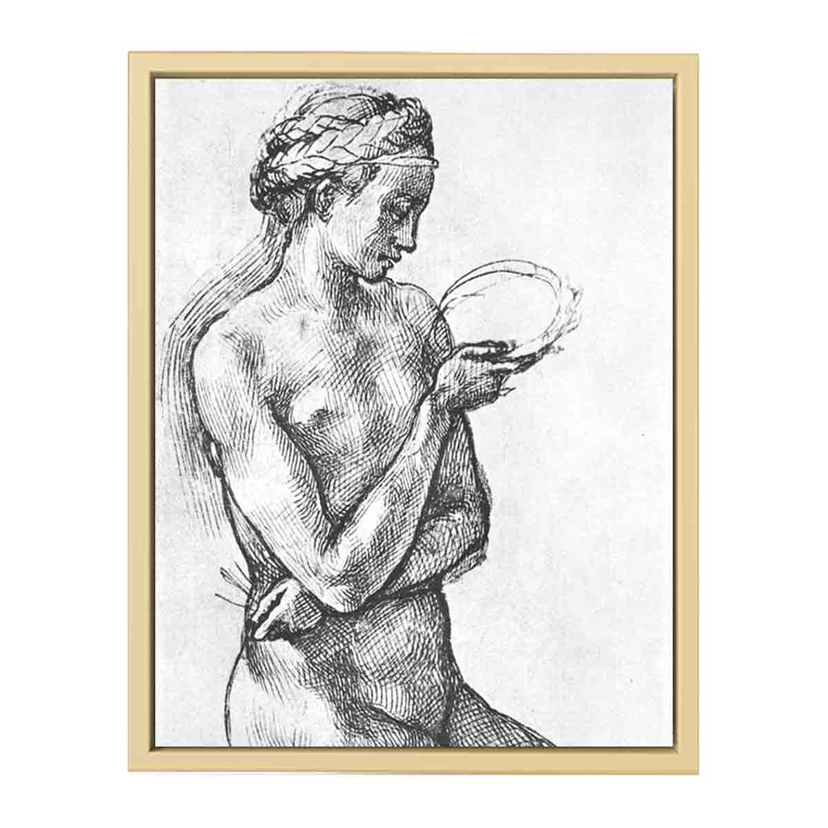 Nude Woman on her Knees By Michelangelo Buonarroti
