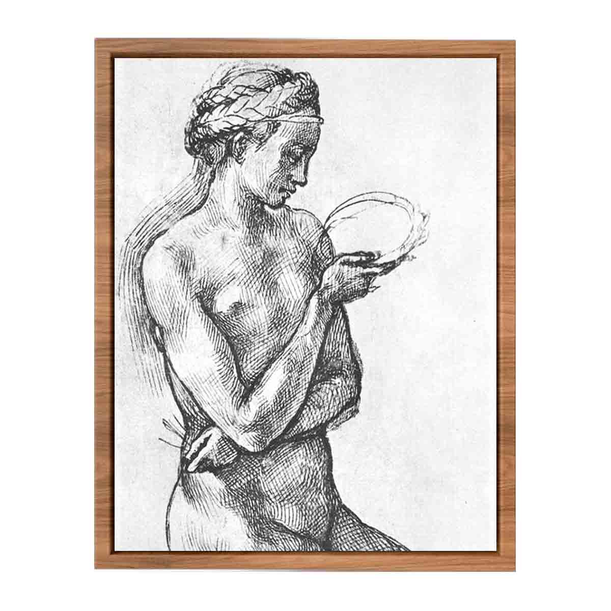 Nude Woman on her Knees By Michelangelo Buonarroti