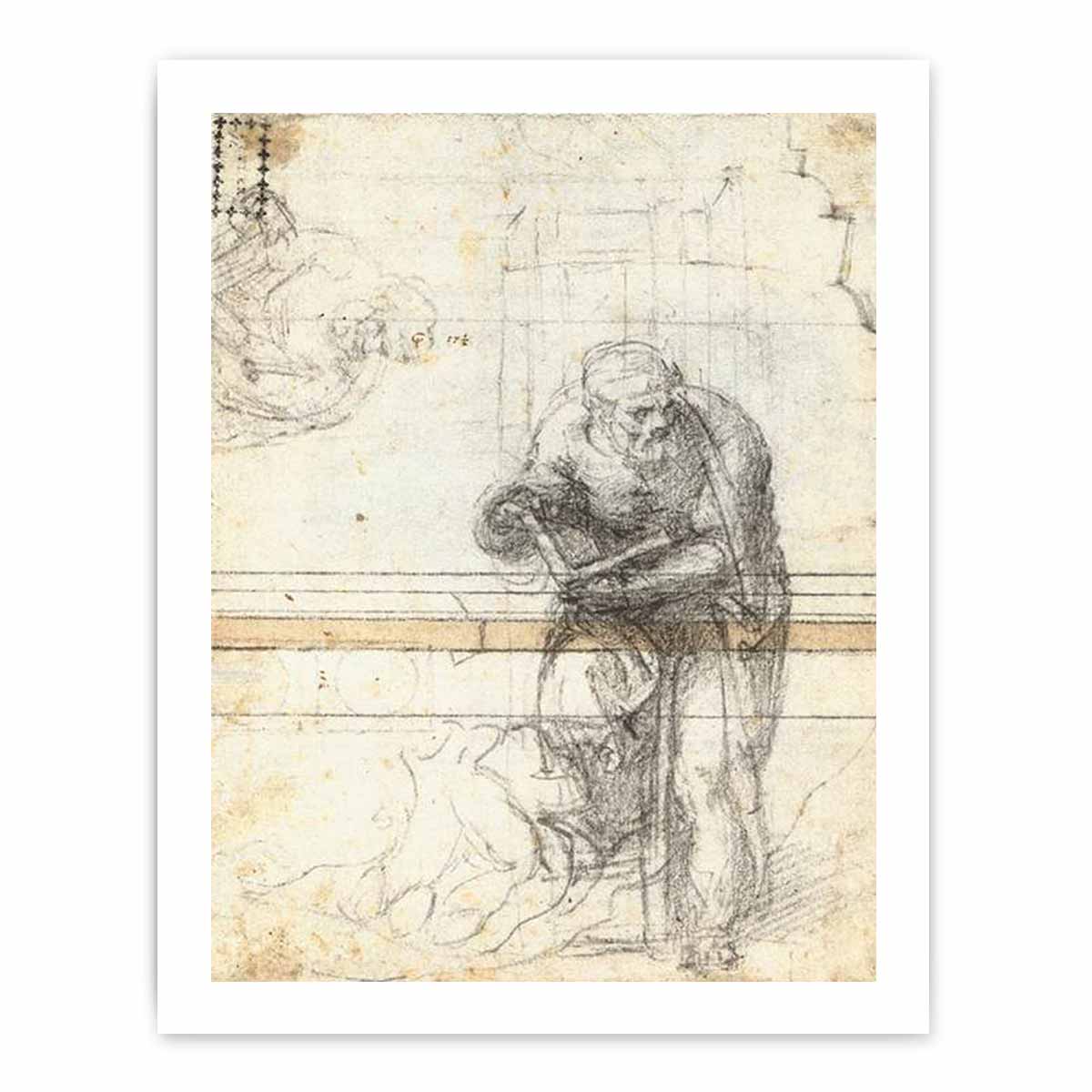 Study of a Prophet or Evangelist (verso), 1553-56 By Michelangelo Buonarroti