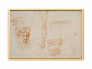 Studies of Heads, an Ear, and a Leg (verso) By Michelangelo Buonarroti
