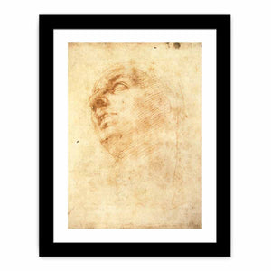 Study of a Head Looking Upward (recto) By Michelangelo Buonarroti