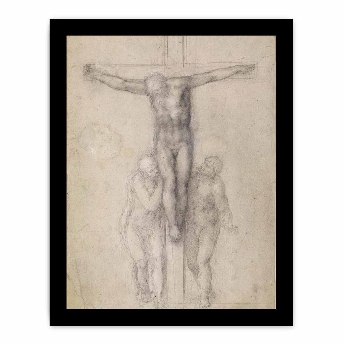 Christ on the Cross between the Virgin and St John By Michelangelo Buonarroti