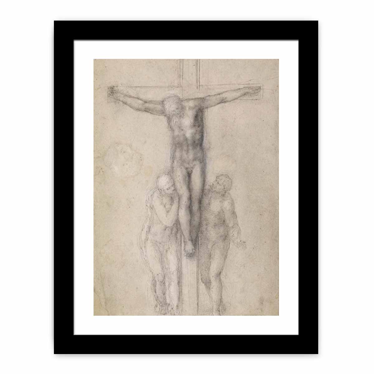 Christ on the Cross between the Virgin and St John By Michelangelo Buonarroti
