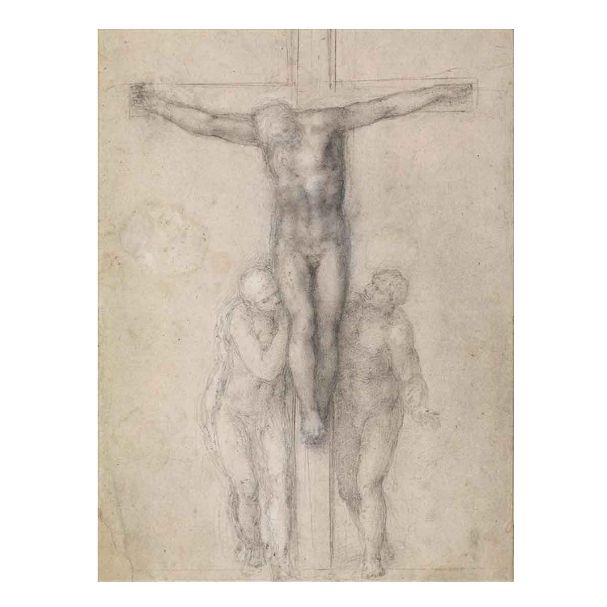 Christ on the Cross between the Virgin and St John By Michelangelo Buonarroti