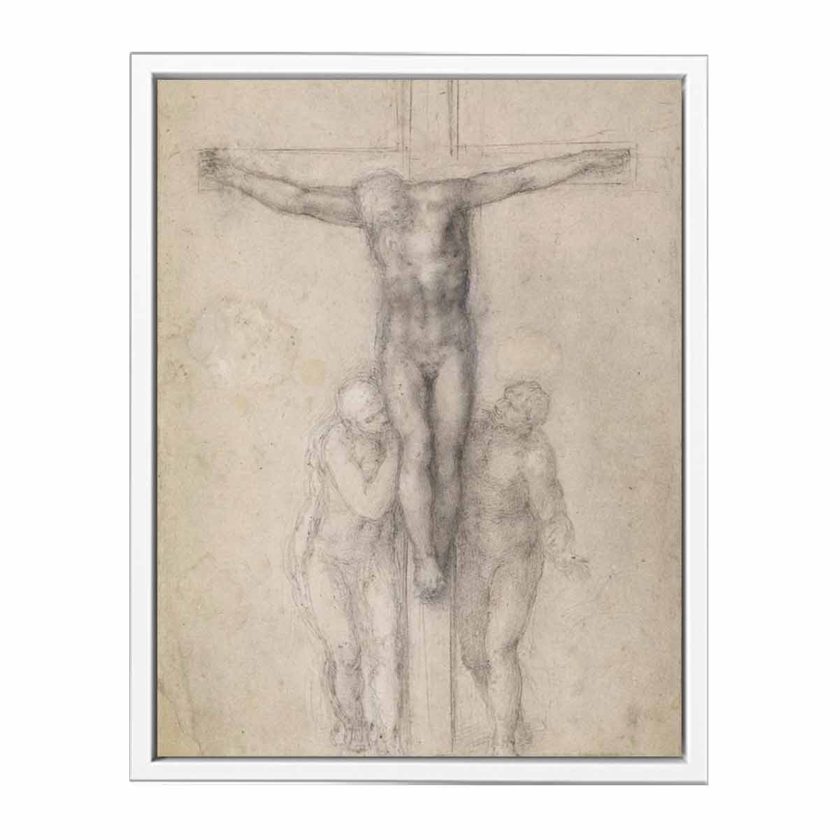 Christ on the Cross between the Virgin and St John By Michelangelo Buonarroti
