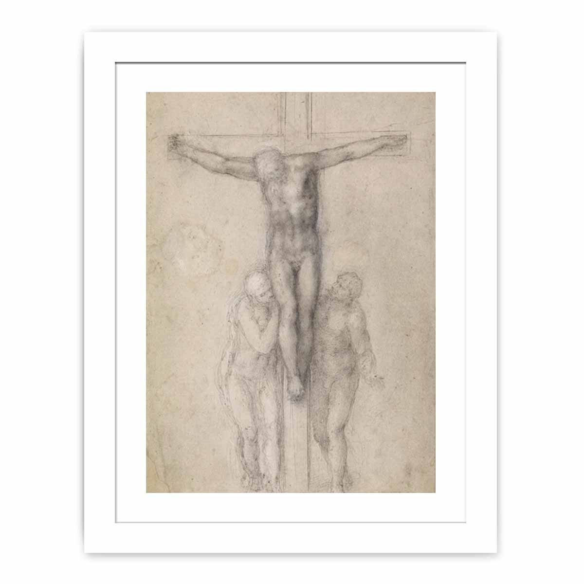 Christ on the Cross between the Virgin and St John By Michelangelo Buonarroti