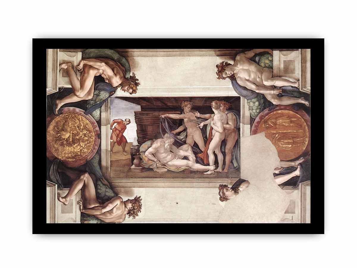 Drunkenness of Noah (with ignudi and medallions) By Michelangelo Buonarroti