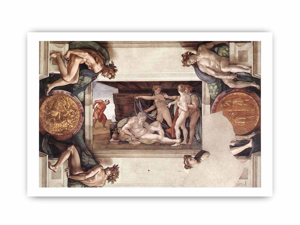 Drunkenness of Noah (with ignudi and medallions) By Michelangelo Buonarroti