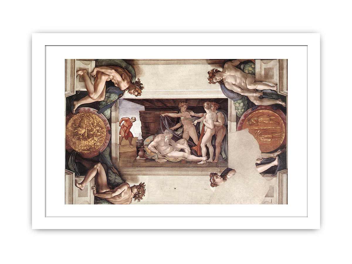 Drunkenness of Noah (with ignudi and medallions) By Michelangelo Buonarroti