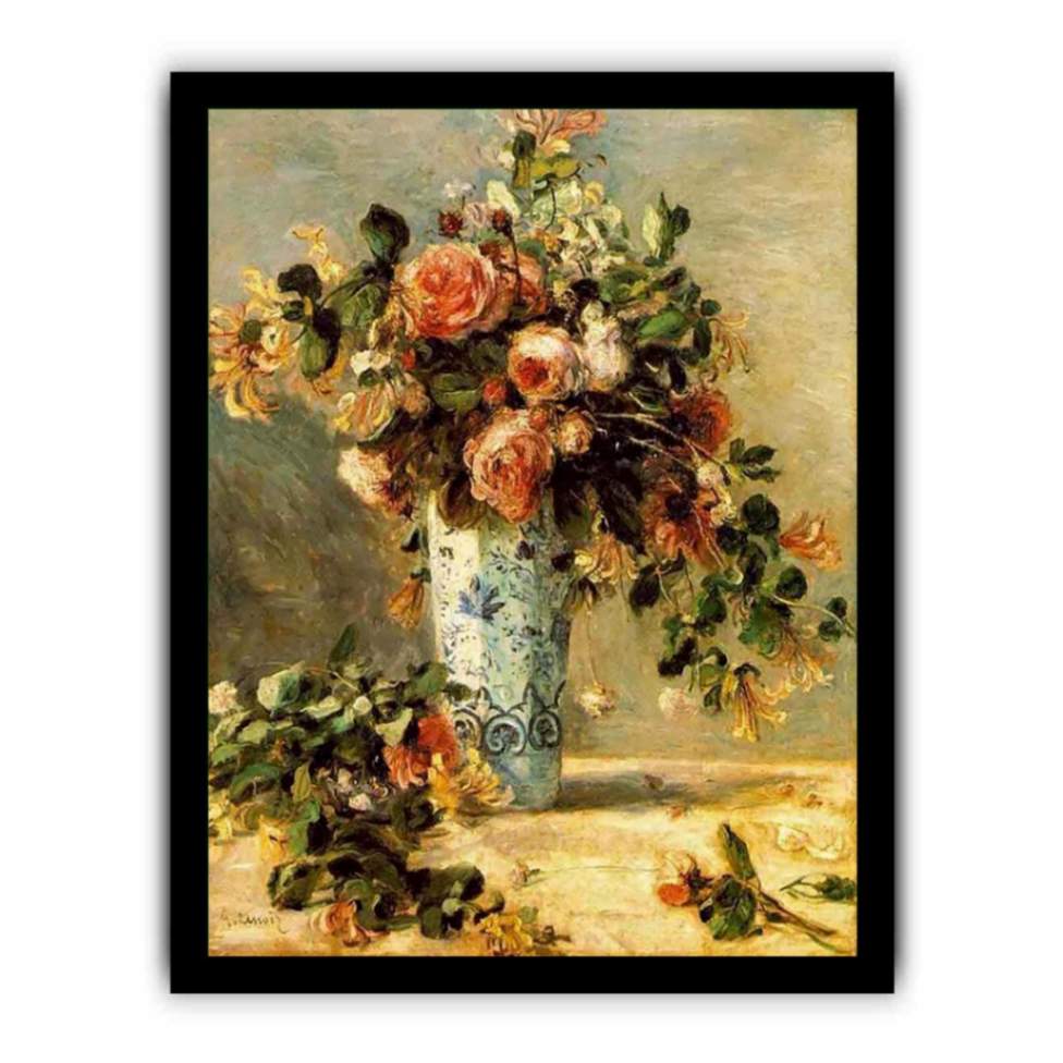 Roses And Jasmine In A Delft Vase