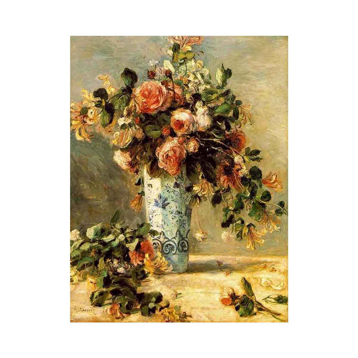 Roses And Jasmine In A Delft Vase