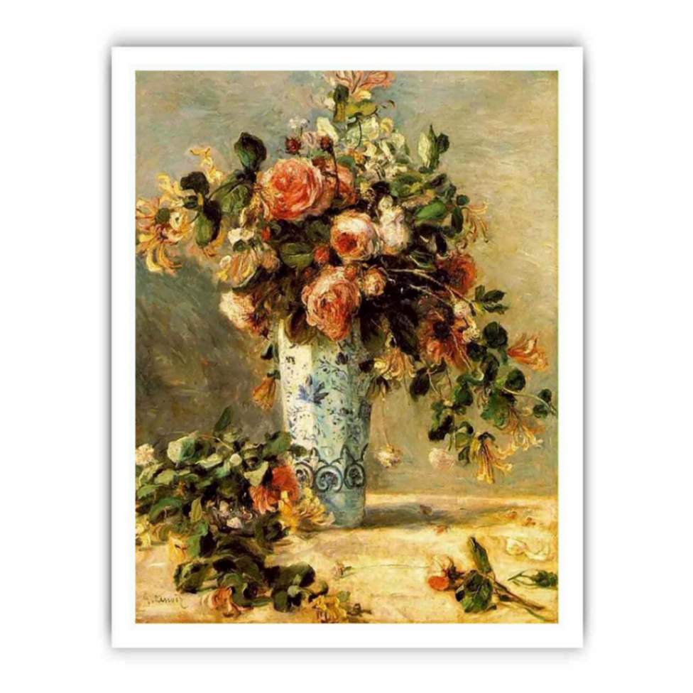 Roses And Jasmine In A Delft Vase