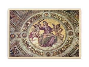 Stanza della Segnatura im Vatikan für Papst Julius II., Deckenfresko, Detail, Szene: Justitia, Tondo By Raphael