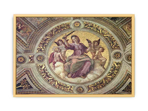 Stanza della Segnatura im Vatikan für Papst Julius II., Deckenfresko, Detail, Szene: Justitia, Tondo By Raphael