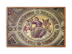 Stanza della Segnatura im Vatikan für Papst Julius II., Deckenfresko, Detail, Szene: Justitia, Tondo By Raphael
