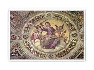 Stanza della Segnatura im Vatikan für Papst Julius II., Deckenfresko, Detail, Szene: Justitia, Tondo By Raphael