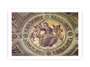 Stanza della Segnatura im Vatikan für Papst Julius II., Deckenfresko, Detail, Szene: Justitia, Tondo By Raphael