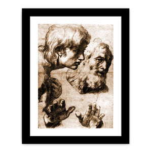 Studies of the Heads of two Apostles and of their Hands, Raphael