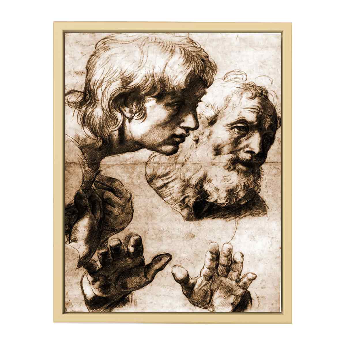 Studies of the Heads of two Apostles and of their Hands, Raphael