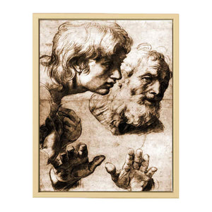 Studies of the Heads of two Apostles and of their Hands, Raphael