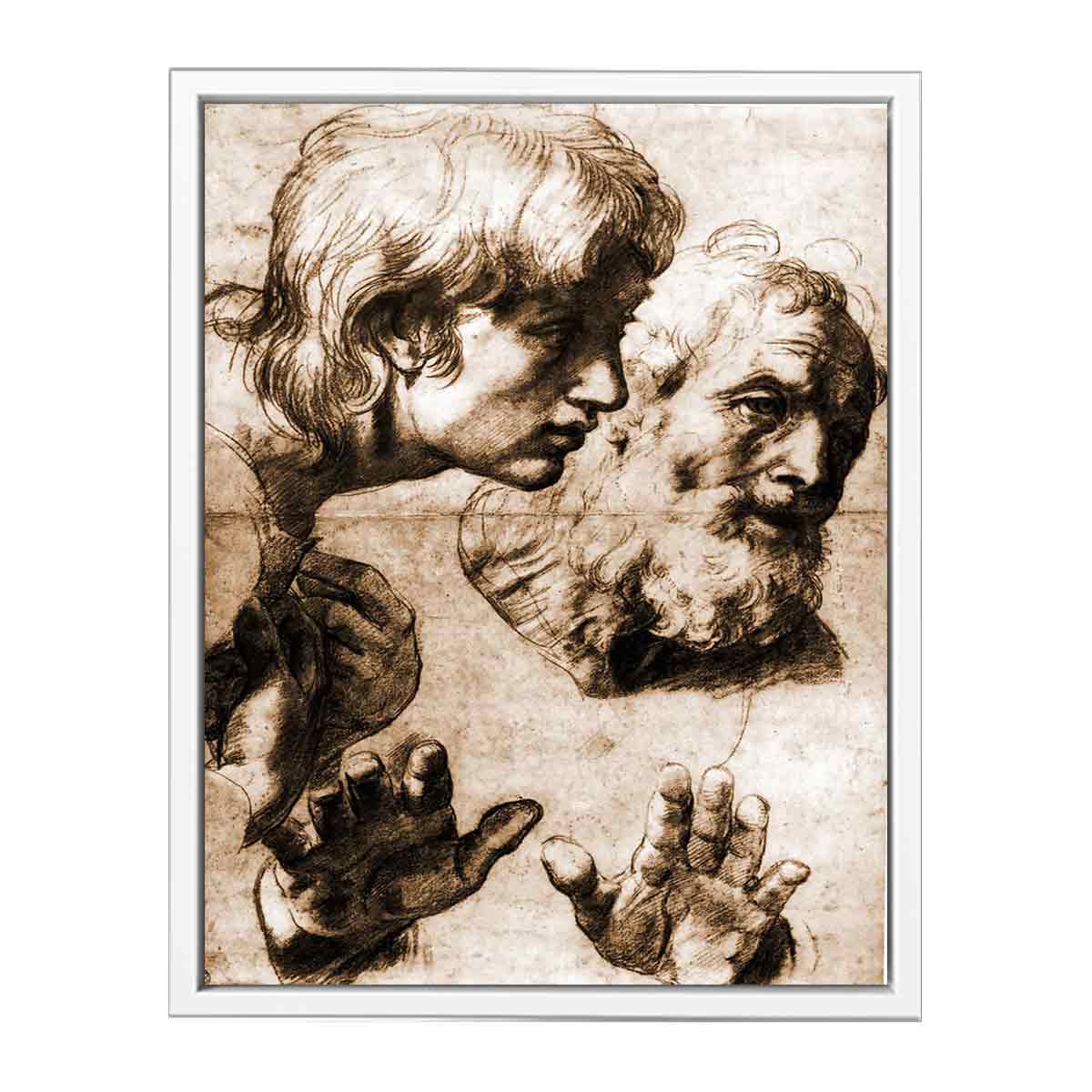 Studies of the Heads of two Apostles and of their Hands, Raphael