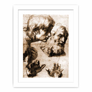 Studies of the Heads of two Apostles and of their Hands, Raphael