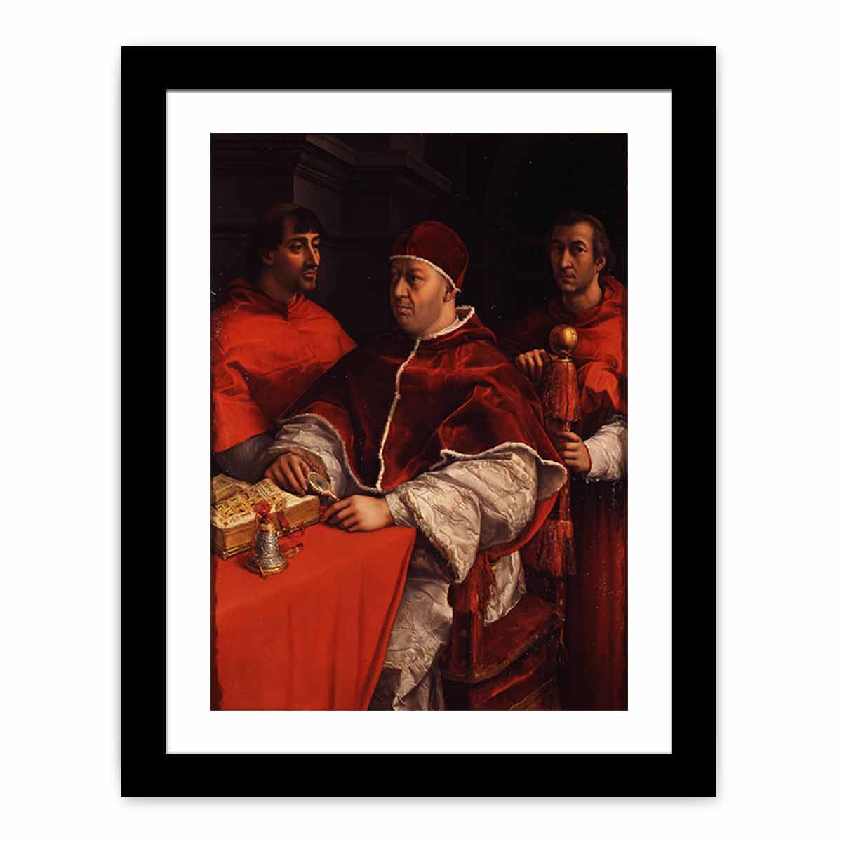 Pope Leo X with Cardinals Giulio de' Medici and Luigi de' Rossi [detail: 1] By Raphael