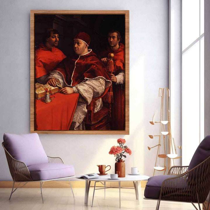 Pope Leo X with Cardinals Giulio de' Medici and Luigi de' Rossi [detail: 1]