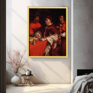 Pope Leo X with Cardinals Giulio de' Medici and Luigi de' Rossi [detail: 1]