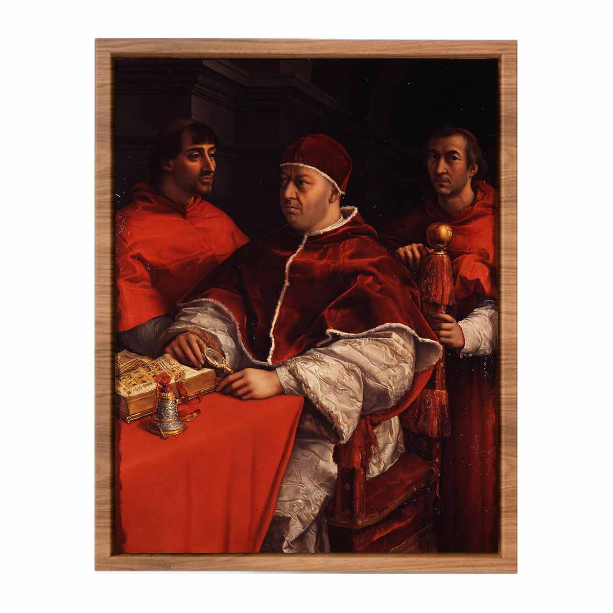 Pope Leo X with Cardinals Giulio de' Medici and Luigi de' Rossi [detail: 1]
