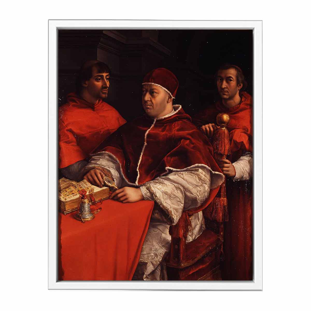 Pope Leo X with Cardinals Giulio de' Medici and Luigi de' Rossi [detail: 1] By Raphael