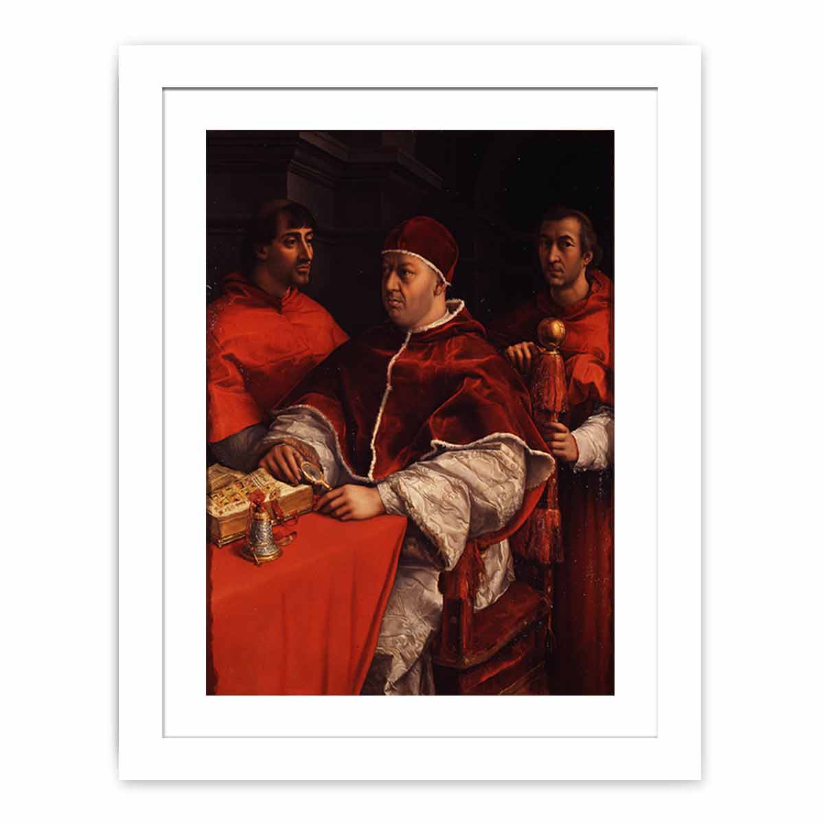 Pope Leo X with Cardinals Giulio de' Medici and Luigi de' Rossi [detail: 1] By Raphael