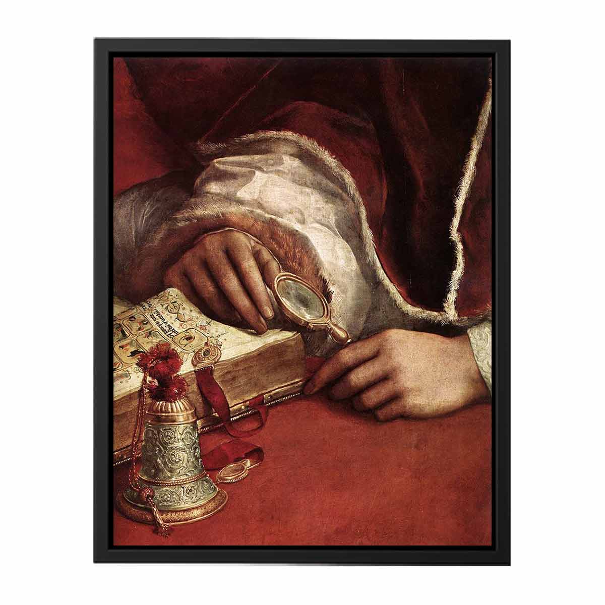 Pope Leo X with Cardinals Giulio de' Medici and Luigi de' Rossi (detail) By Raphael