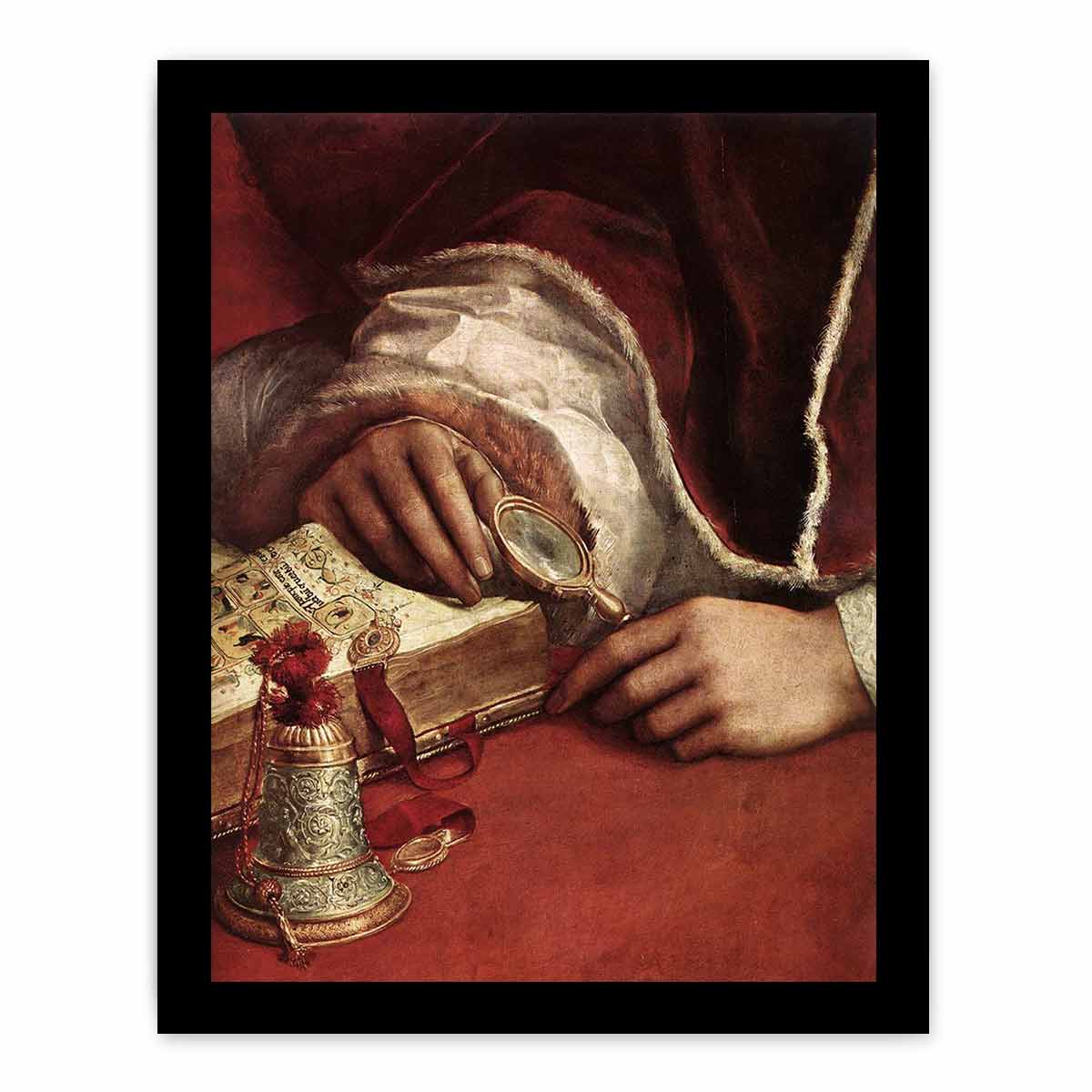 Pope Leo X with Cardinals Giulio de' Medici and Luigi de' Rossi (detail) By Raphael