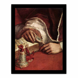 Pope Leo X with Cardinals Giulio de' Medici and Luigi de' Rossi (detail) By Raphael