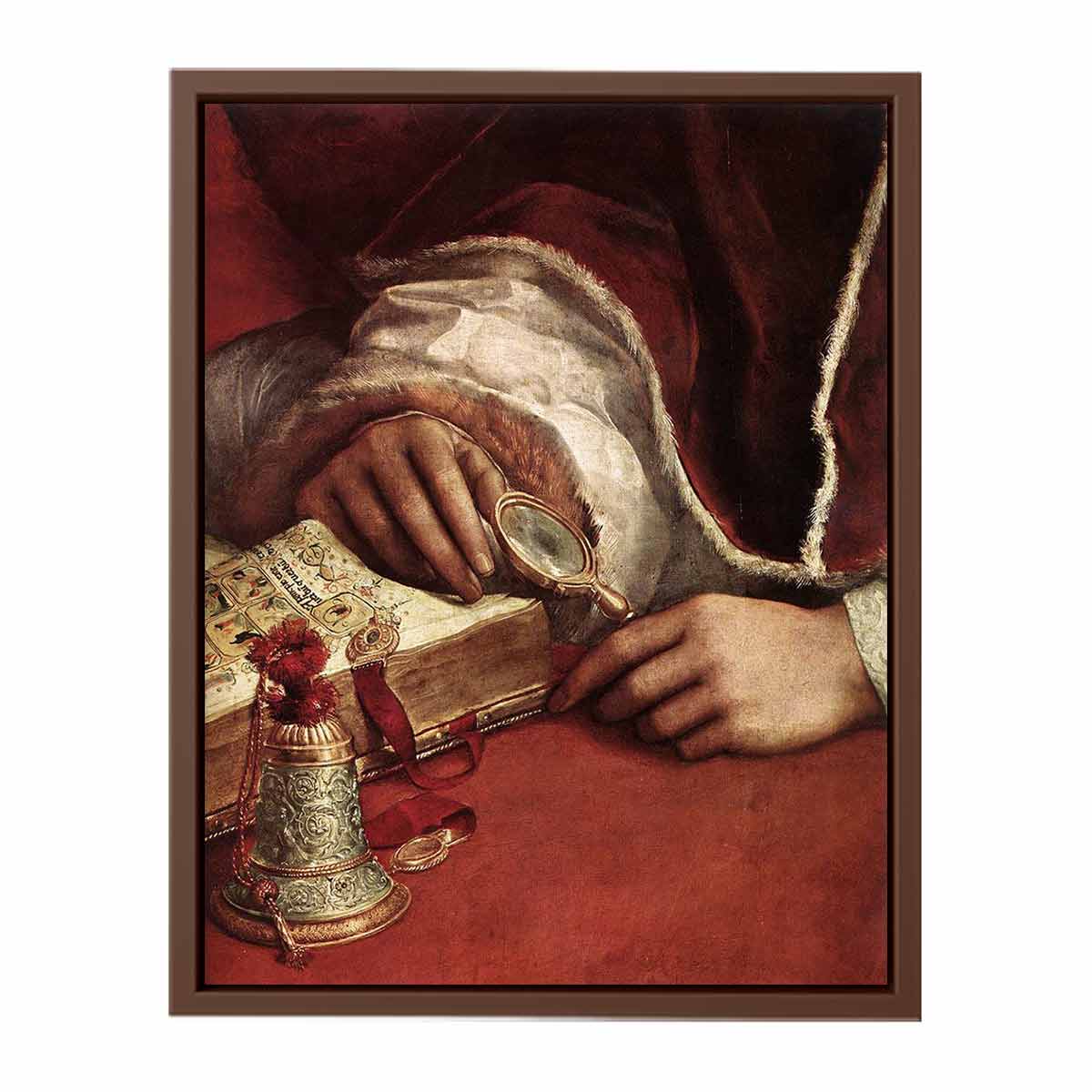 Pope Leo X with Cardinals Giulio de' Medici and Luigi de' Rossi (detail) By Raphael