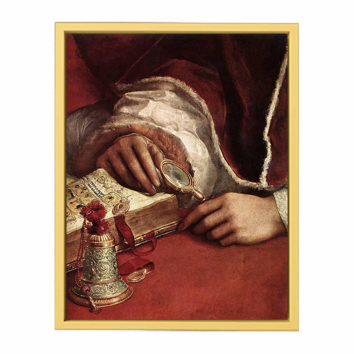 Pope Leo X with Cardinals Giulio de' Medici and Luigi de' Rossi (detail) By Raphael