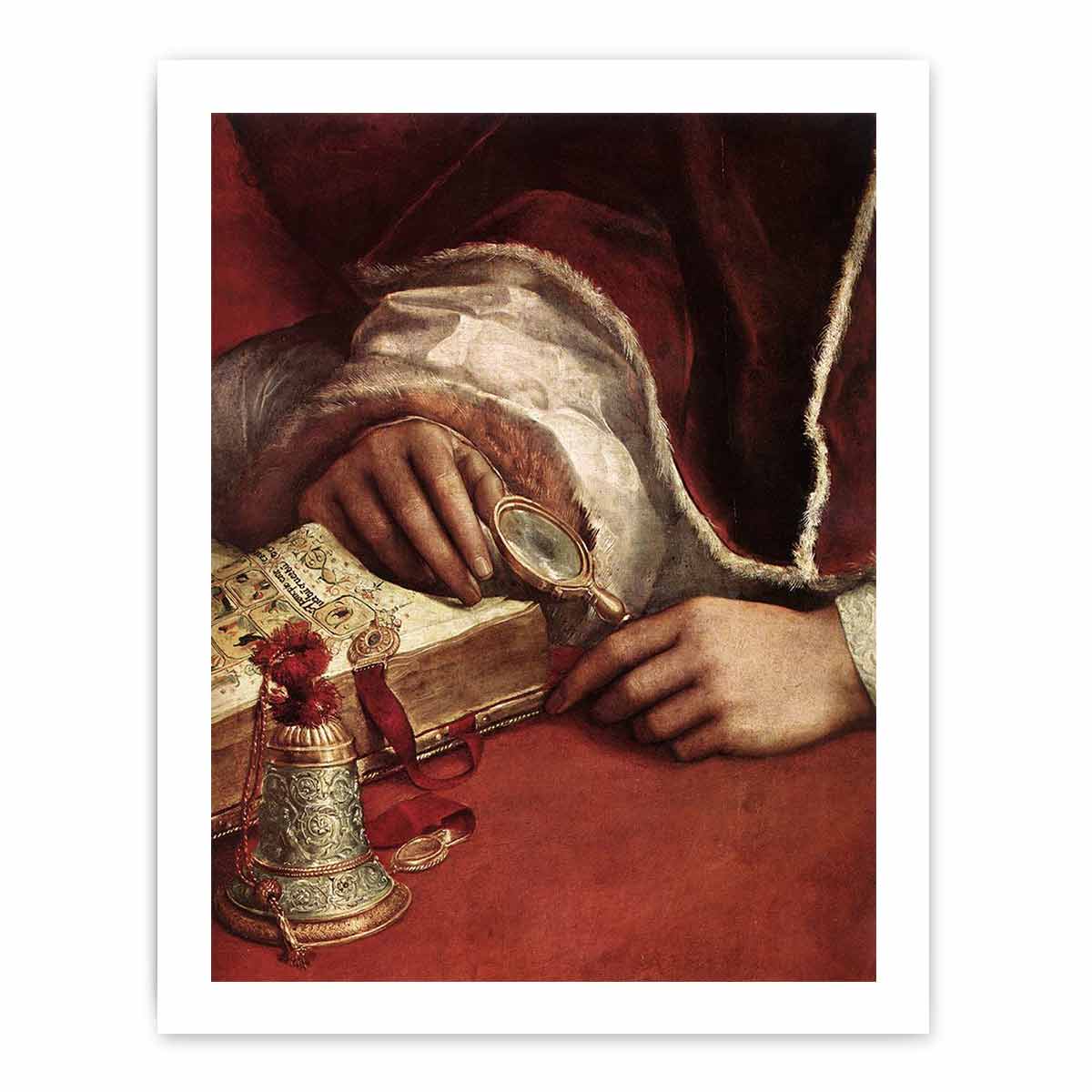 Pope Leo X with Cardinals Giulio de' Medici and Luigi de' Rossi (detail) By Raphael