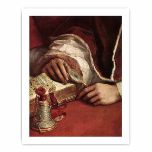 Pope Leo X with Cardinals Giulio de' Medici and Luigi de' Rossi (detail) By Raphael