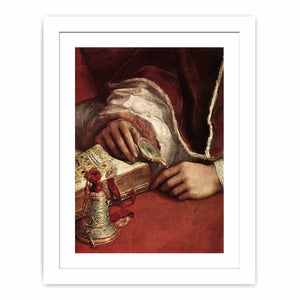 Pope Leo X with Cardinals Giulio de' Medici and Luigi de' Rossi (detail) By Raphael