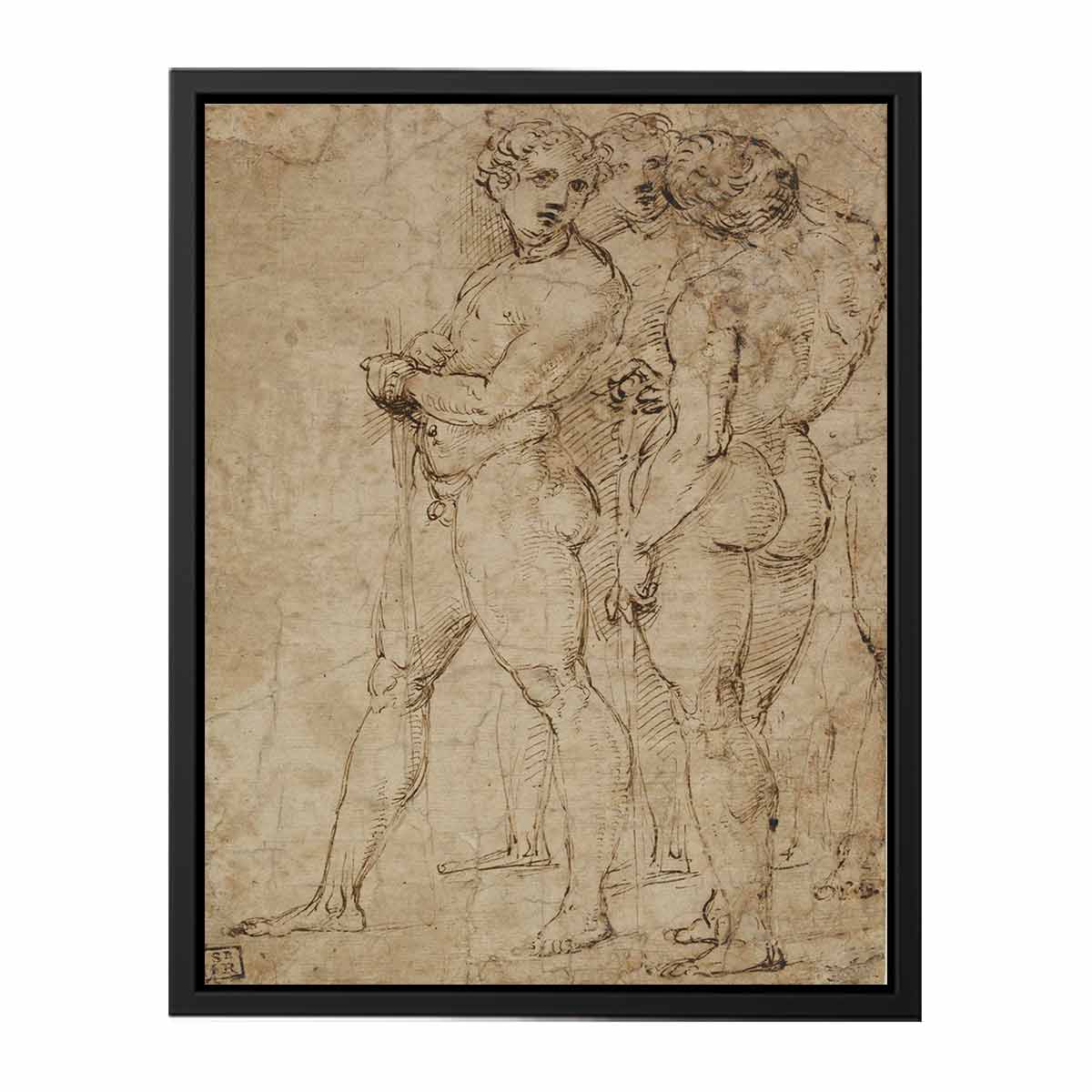 Three Standing Nude Men By Raphael