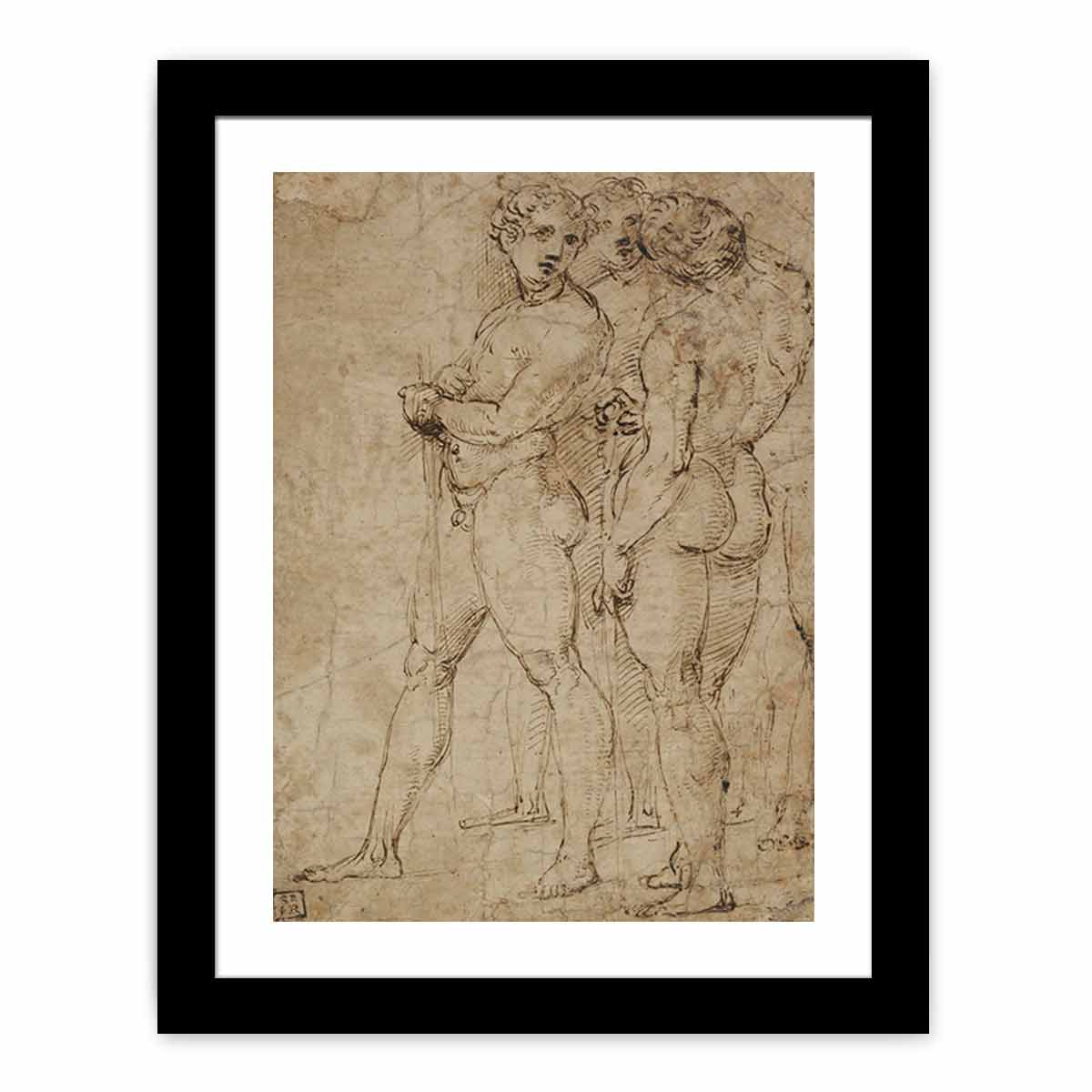Three Standing Nude Men By Raphael