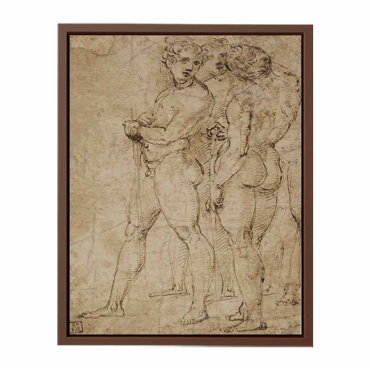 Three Standing Nude Men By Raphael