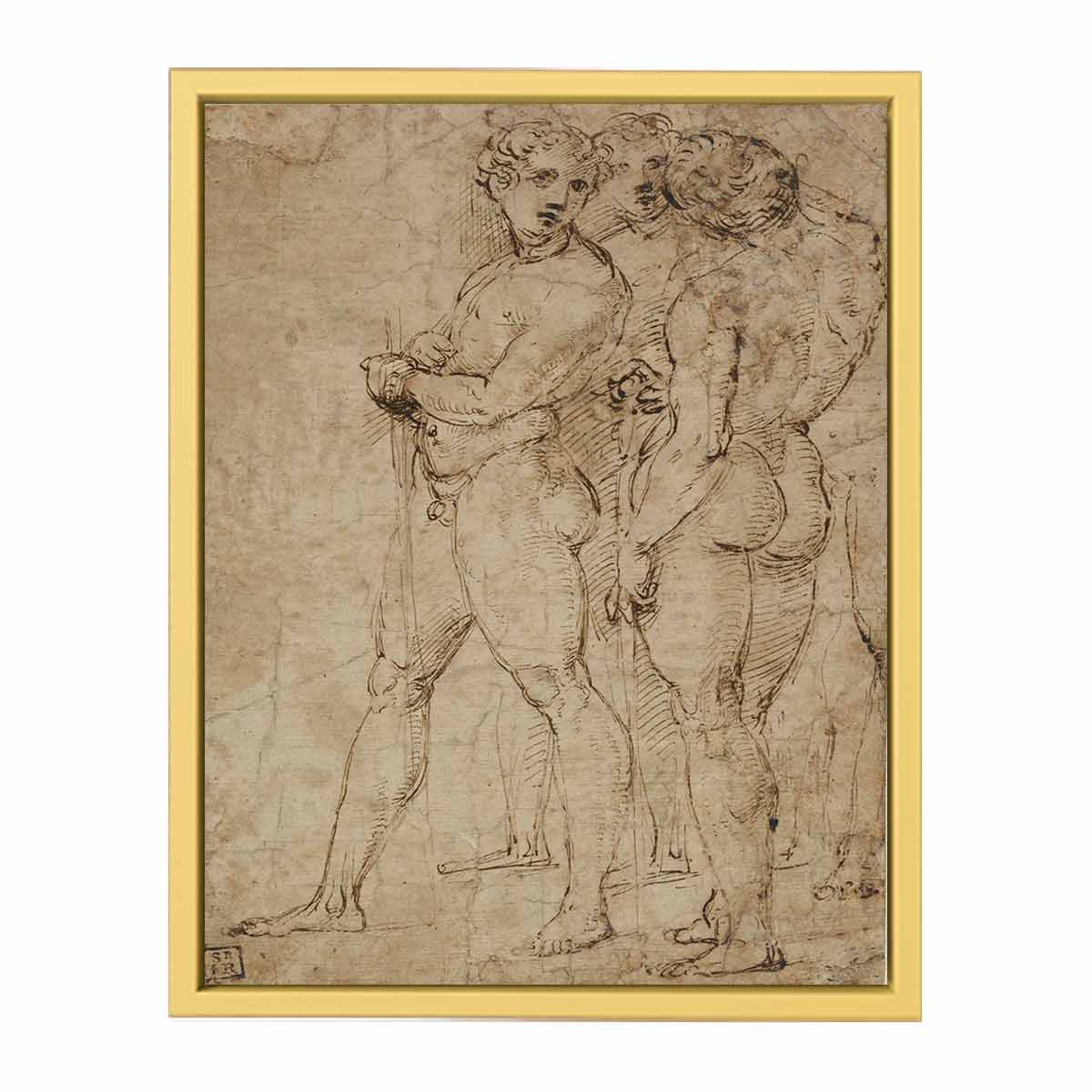 Three Standing Nude Men By Raphael
