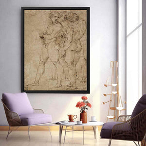 Three Standing Nude Men By Raphael