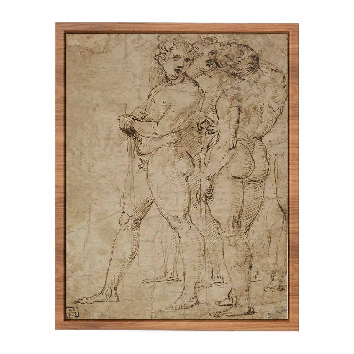 Three Standing Nude Men By Raphael
