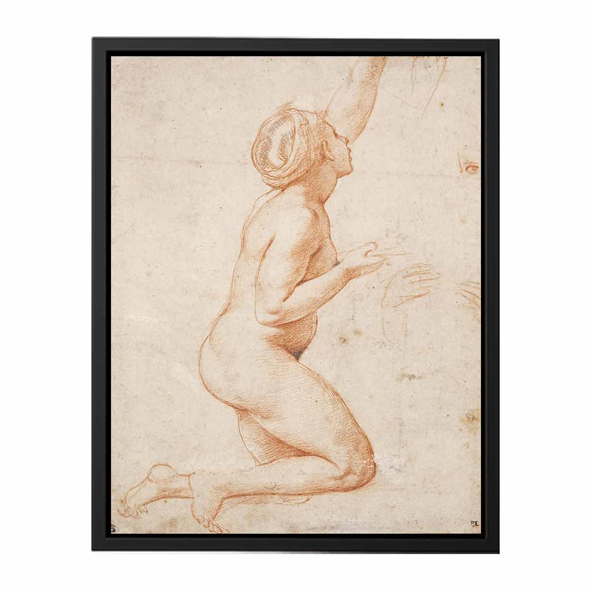 A Kneeling Nude Woman with her Left Arm Raised By Raphael